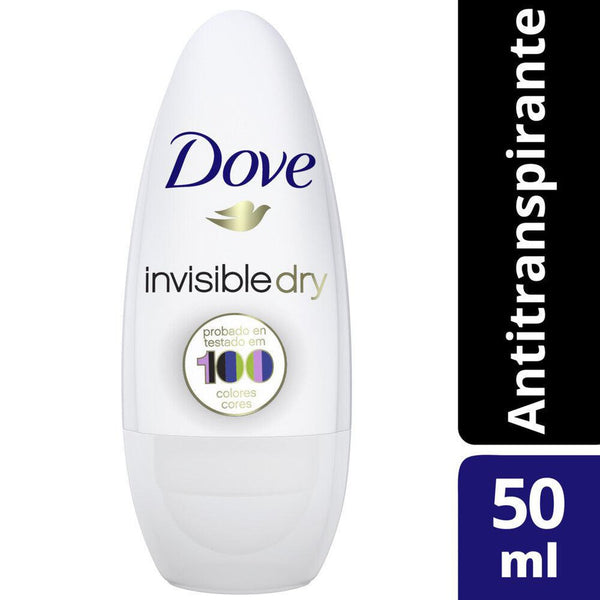 Dove Antiperspirant Invisible Dry Roll On(50Ml / 1.69Fl Oz) Alcohol-Free Formula, 1/4 Moisturizing Cream, No White Spots on 100 Colors